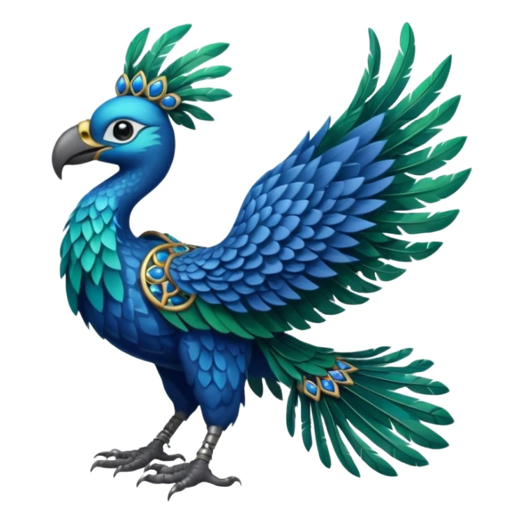 quetzalcoatlas, mythical bird with emerald and blue feathers, holding a small world in its talons sticker