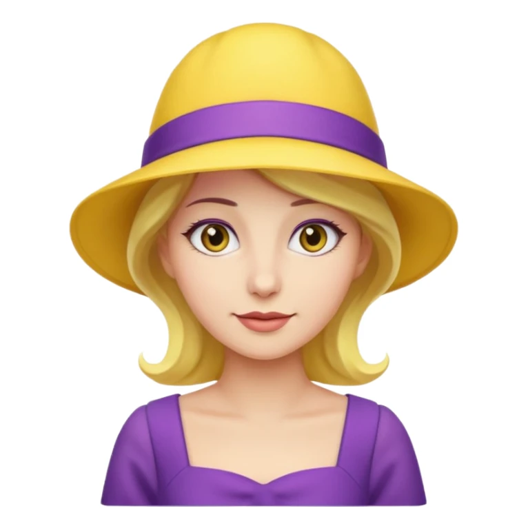 purple dress woman with yellow hat sticker