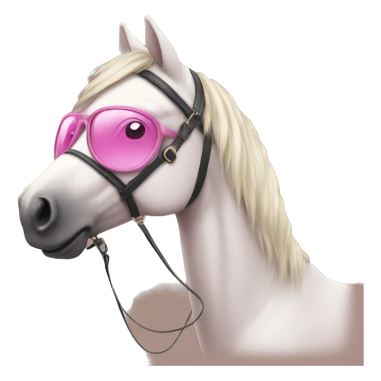 A girl with pink glasses on a horse sticker