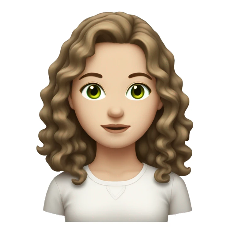 white girl with long wavy brown hair with green eyes sticker