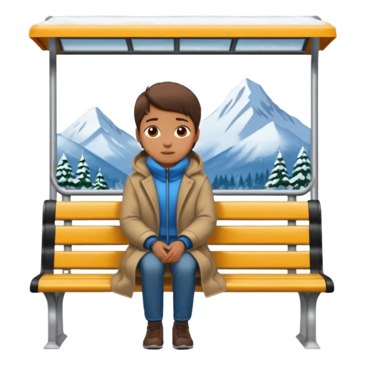 person sitting on a bench at a bus stop sticker