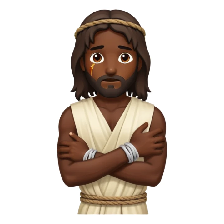 Dark skin Jesus with injuries ropes around wrist sticker