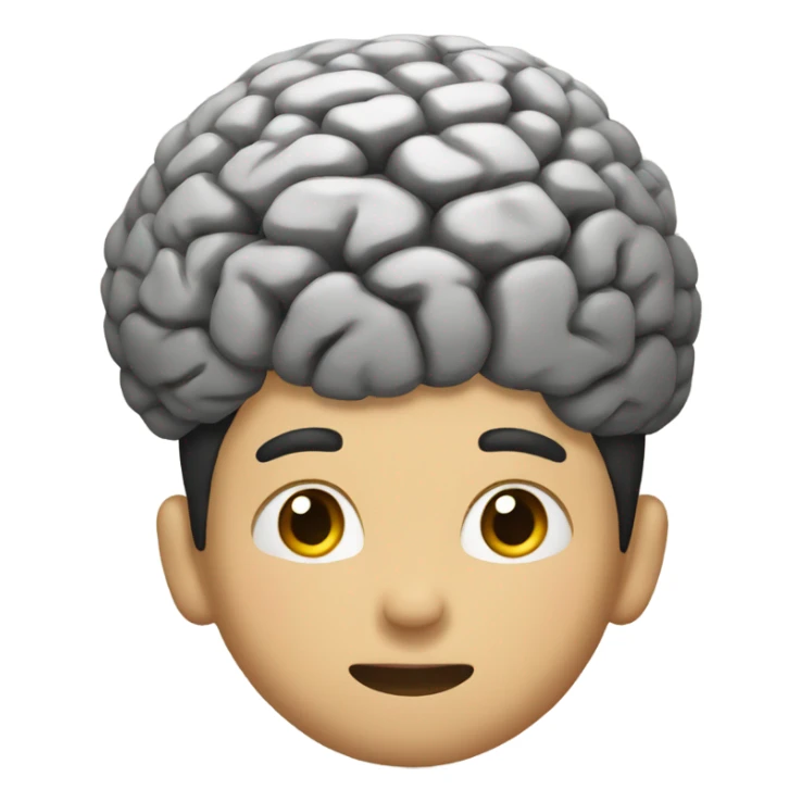Asian boy with big brain on top of head sticker