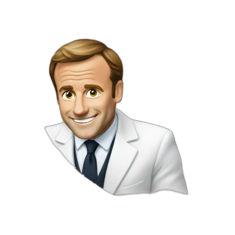 Macron in front of flour line sticker
