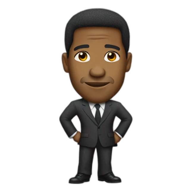 Denzel Washington cartoon wearing suit sticker