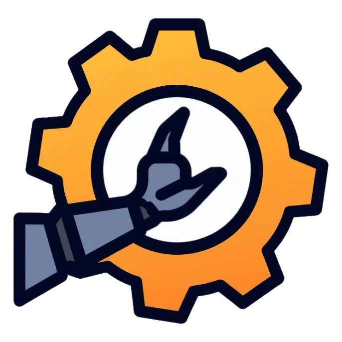 Robotics engineering logo with gear and robot arm, for Pioneers in Engineering club sticker