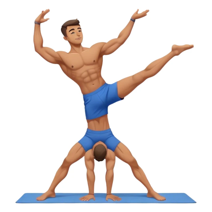 jacked man blue shorts Vrksasana-pose yoga sticker