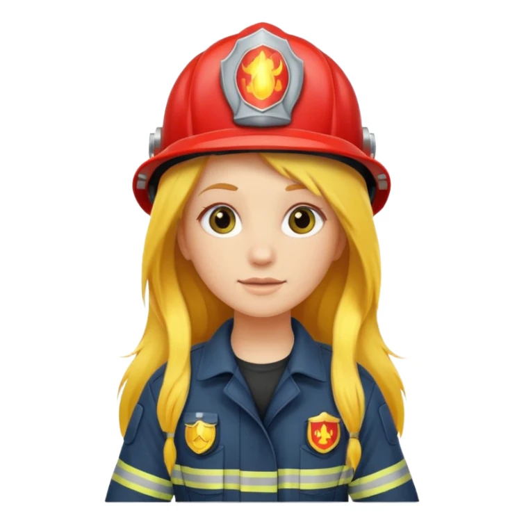 girl fireman with long yellow hair sticker