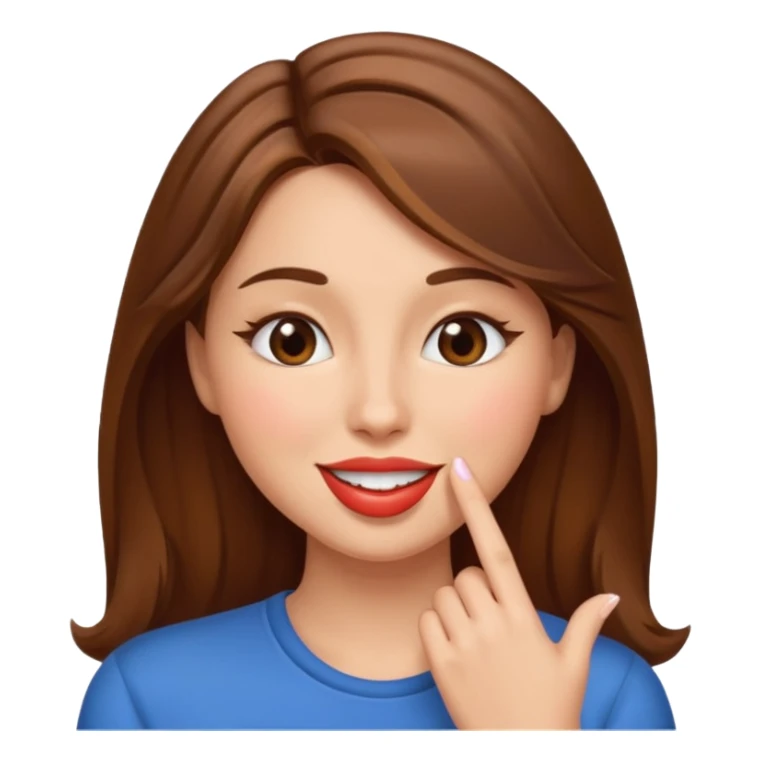 brownhaired woman sending kiss sticker