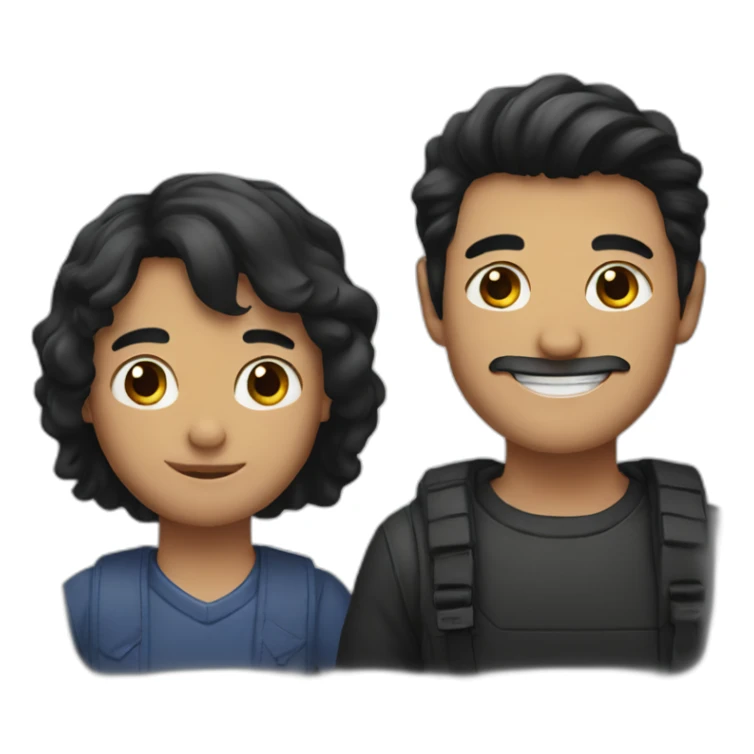 A man with black-hair and a black-cat sticker