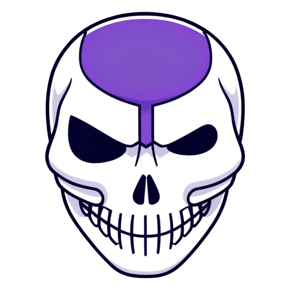 purple character with a white skull mask sticker