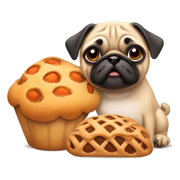 Cartoon apricot pug with pastries sticker