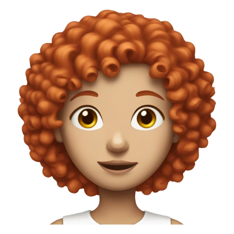 A girl with curly red hair and a completely white face sticker