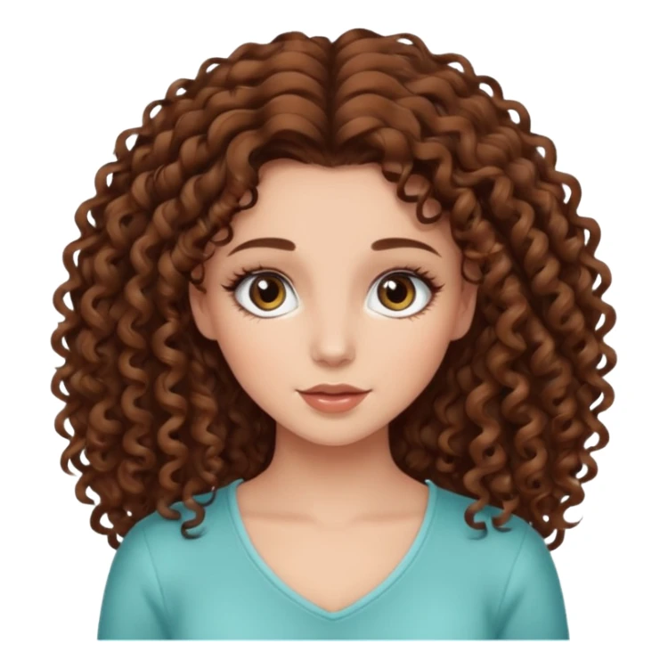 Girl with brown curly hair and long lash extensions mega volume sticker