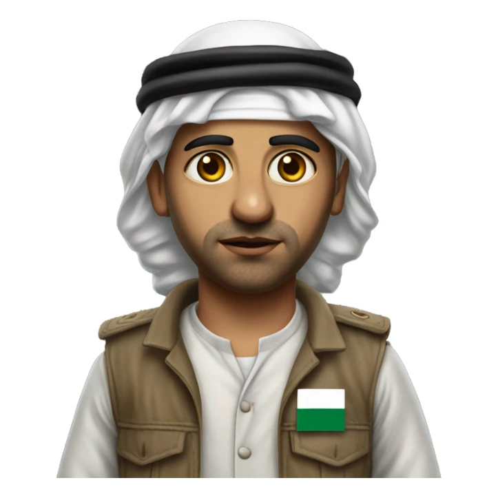 Palestinian in national guise photorealistic serious sticker