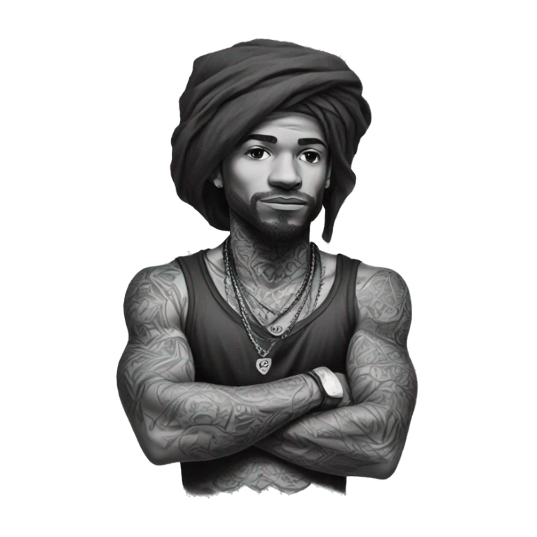 bandana arms crossed cool tattoos sticker