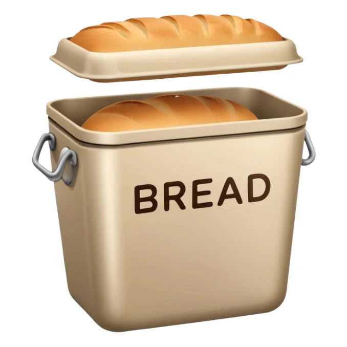 Small Beige metal container with the word “bread” on it  sticker
