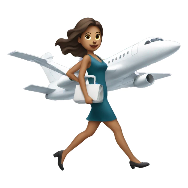 Woman pushing a jet sticker