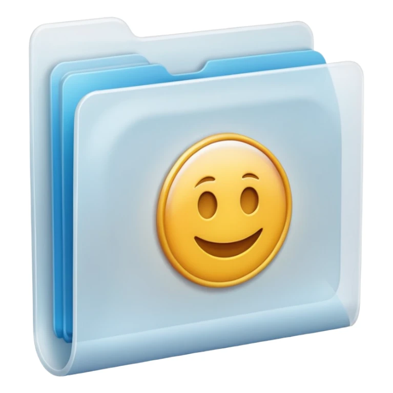 A **simple emoji-style icon** of a **transparent white plastic folder**, minimal and clean, with **rounded corners**, subtle translucency, soft shading, and a **small Concert arena symbol** on the front.
 sticker
