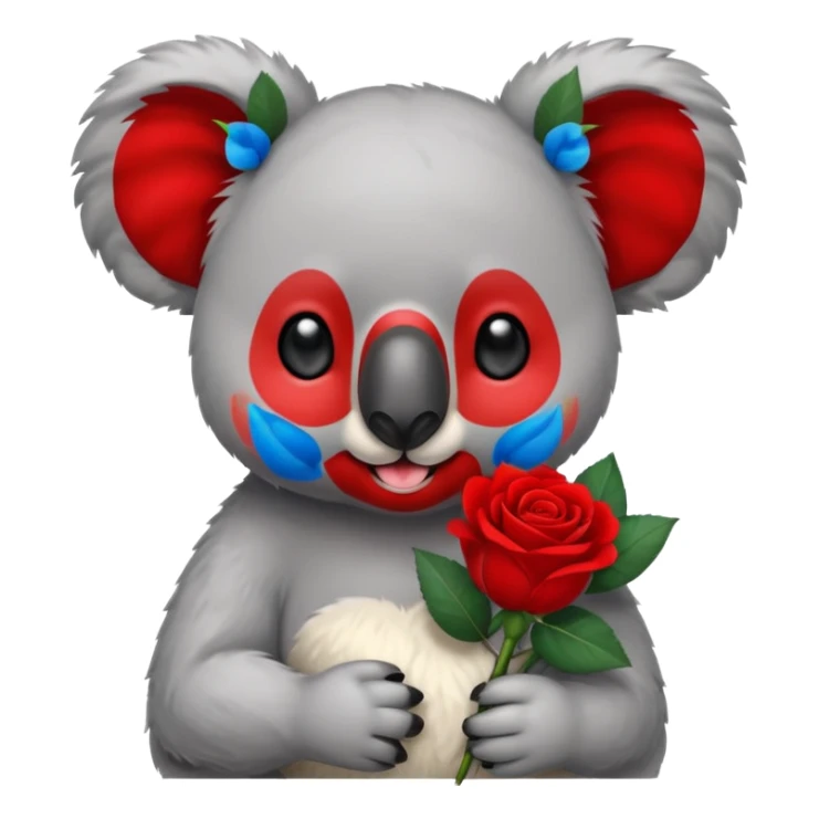 koala with a cold and a rose in the hands sticker