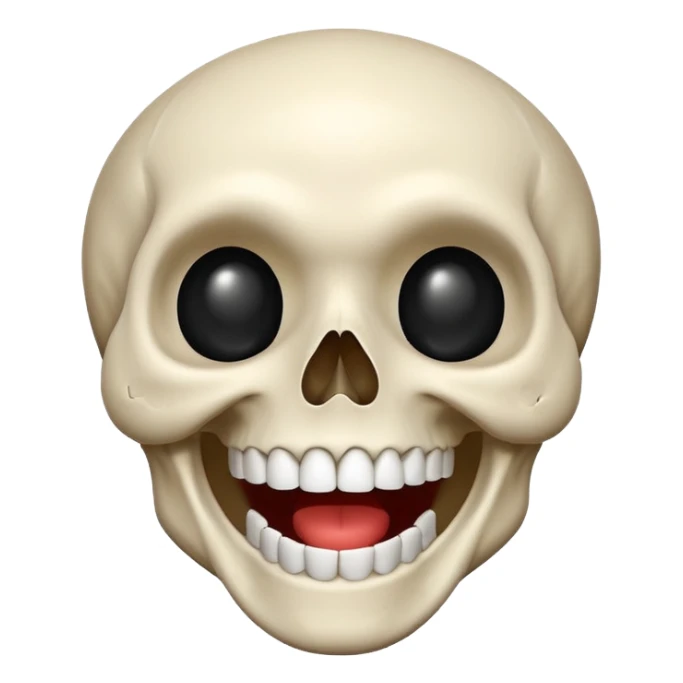A cartoony skull emoji laughing sticker