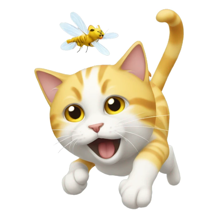 Yellow and white cat catching a fly sticker