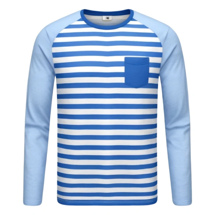 T-Shirt manches longues rayé bleu  sticker