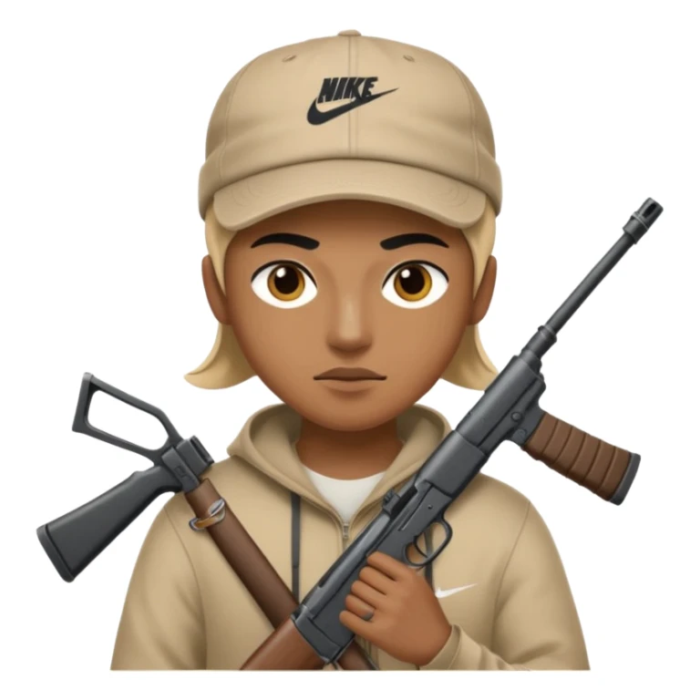 Emoji con arma y gorra Nike pero bandido sticker