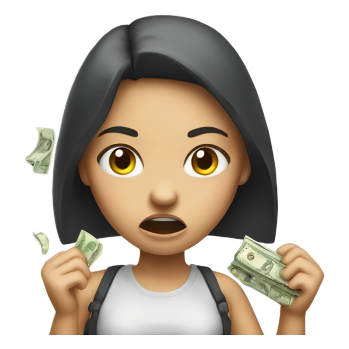 a girl being angry with money sticker