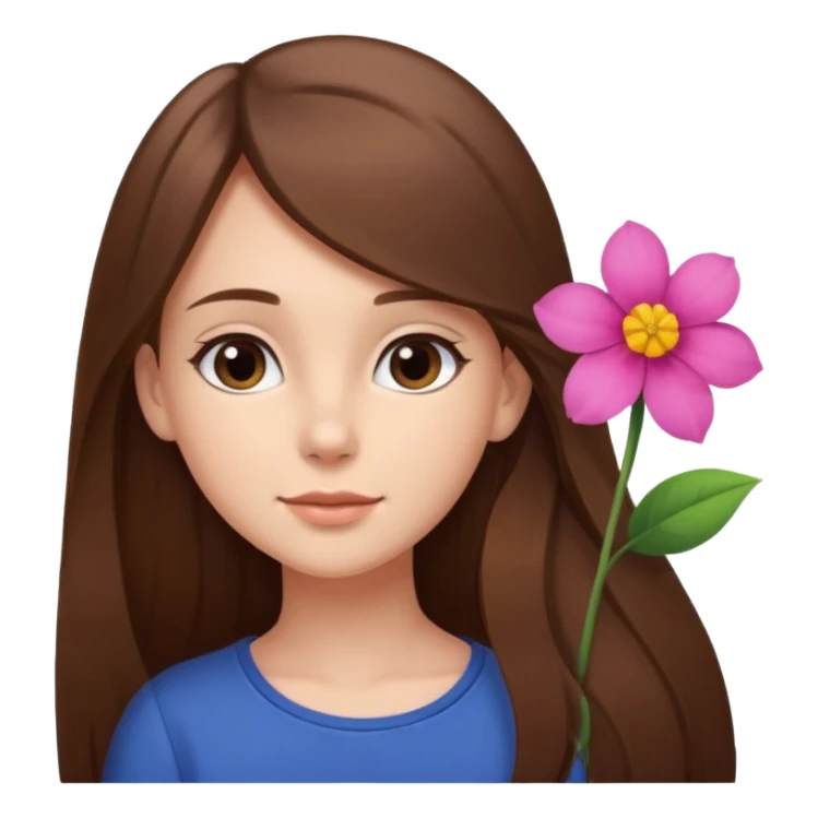 Ein braunhaariges Mädchen (glatte Haare ) mit einen Blume hinter dem ohr lange haare zur Seite kuckend Blume hinter dem rechten Ohr so das man es sieht zur Seite schauend sticker