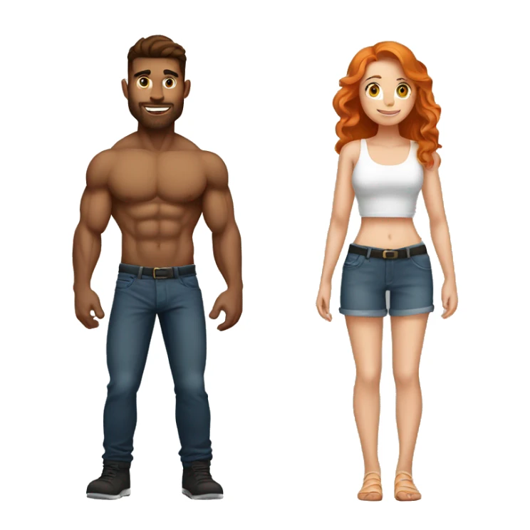 Muscular brunette handsome boyfriend with ginger girlfriend sticker