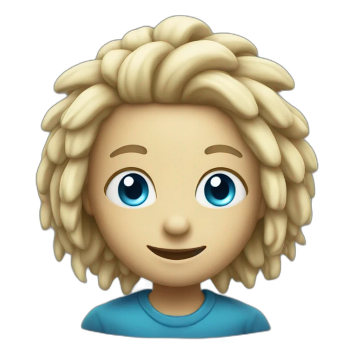 A cute Alien with blue eyes and blonde dreadlocks smiling sticker