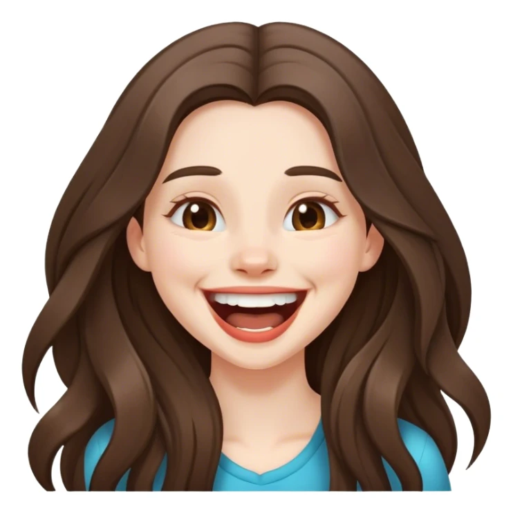 beautiful pale brunette girl with long hair laughing hard sticker