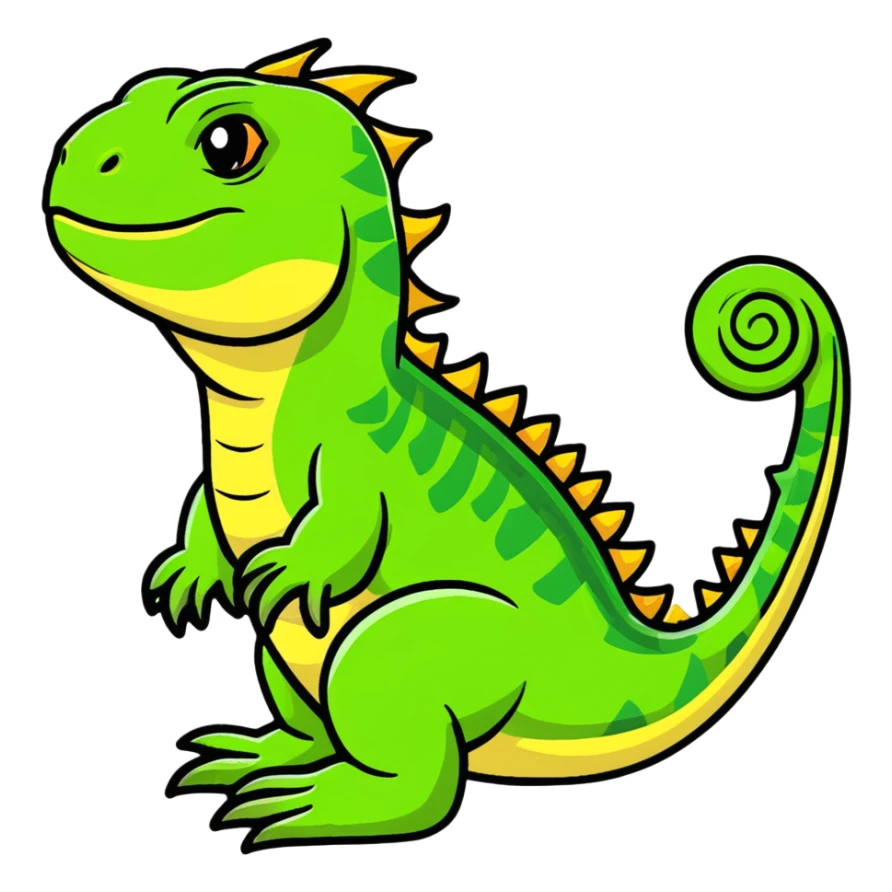 Friendly iguana reptile with detailed scales and spiny crest sticker