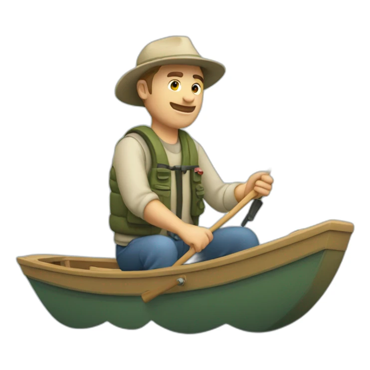 white fisherman in a small boat fishing sticker