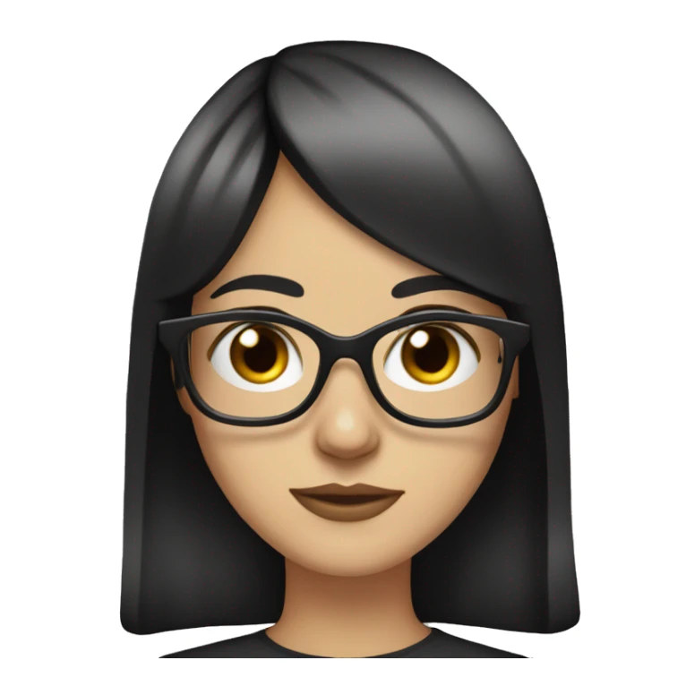White Girl with black hair and bangs to her eyebrows and thin glasses  sticker