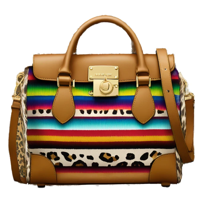 Realistic Michael kors serape with leopard print pattern satchel purse. sticker