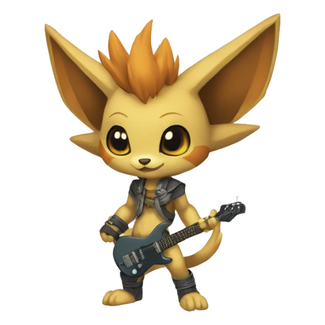 a anthro chibi-style rock-type-metal-type Fakémon-hybrid full body sticker
