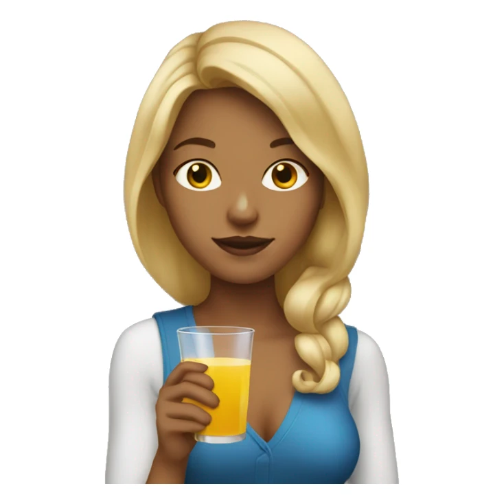 Dark blonde girl drinking apple juice sticker