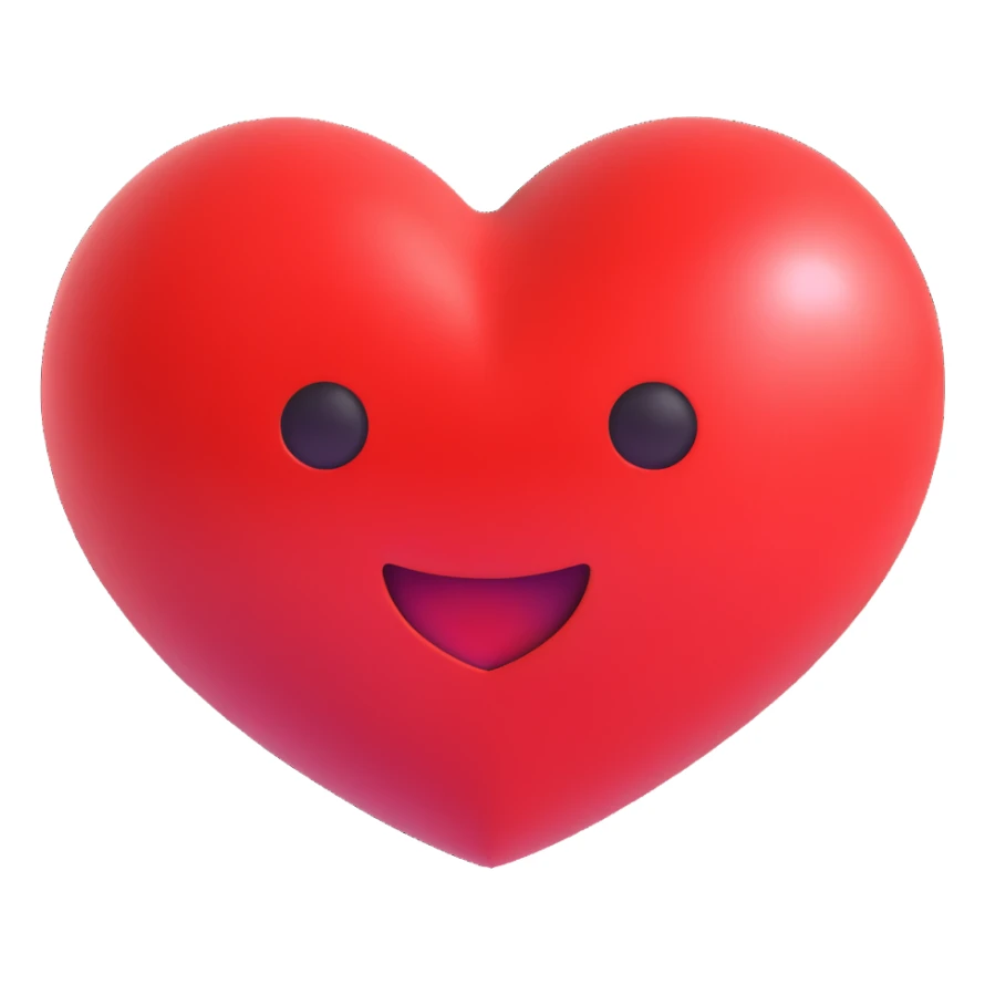 shiny and bold red heart 3D emoji style sticker