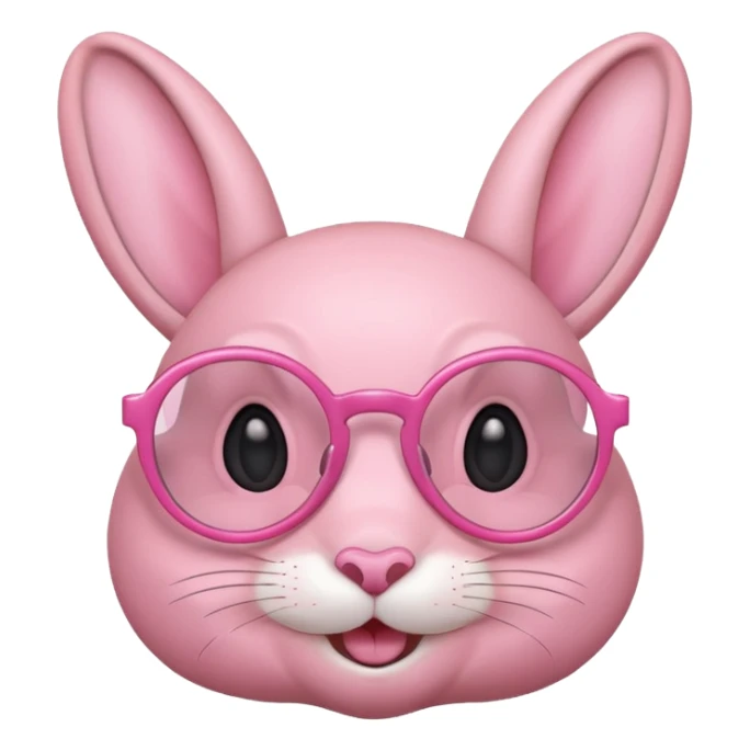 Pink bunny with big circular glasses, smiling, half body sticker