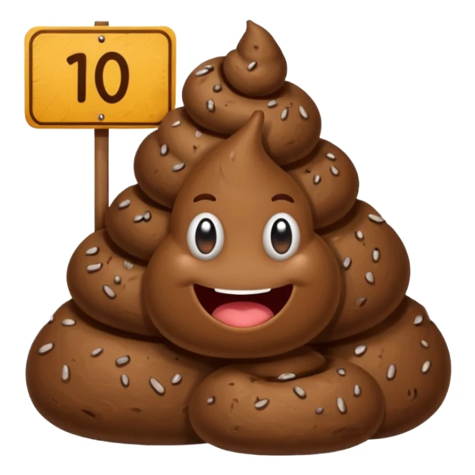 Poop holding a sign that says 10 sticker