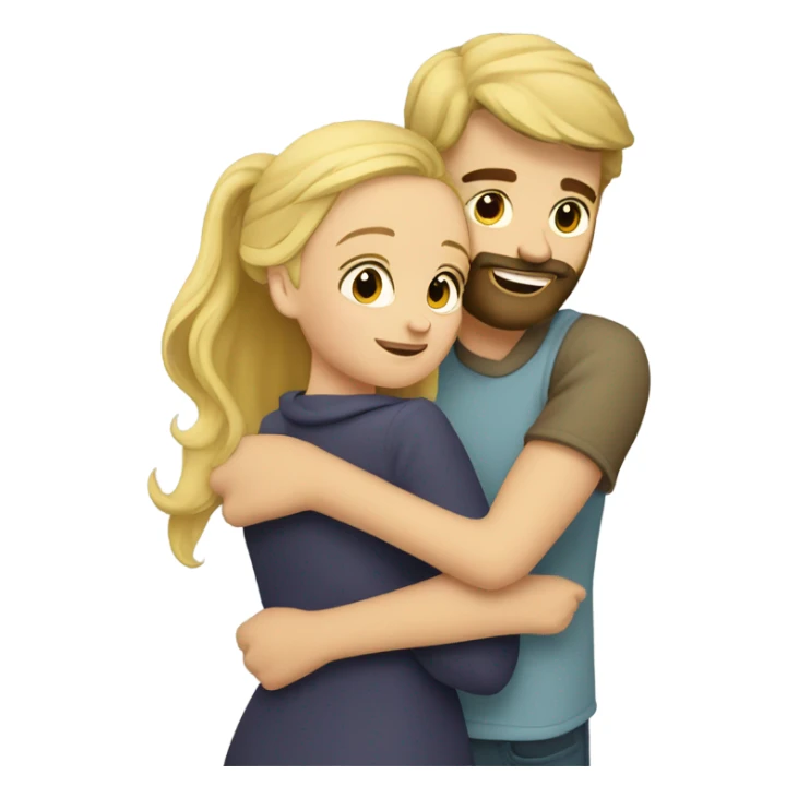 A blonde girl hugs a bearded man sticker