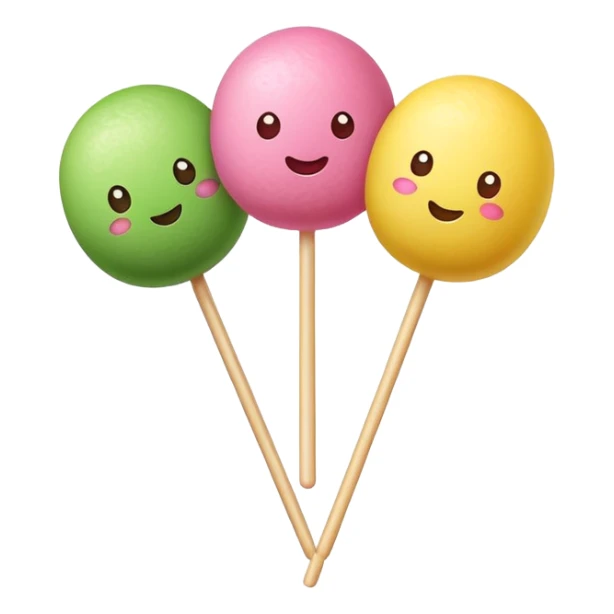 dango on a stick with three colorful rice balls sticker