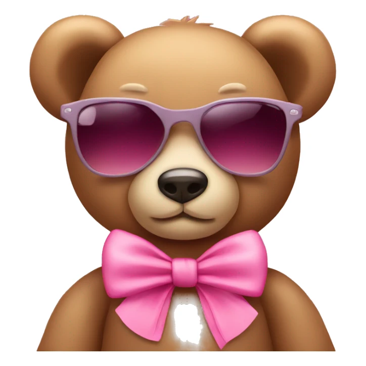 Teddy bear with pink bow and cute sunglasses sticker