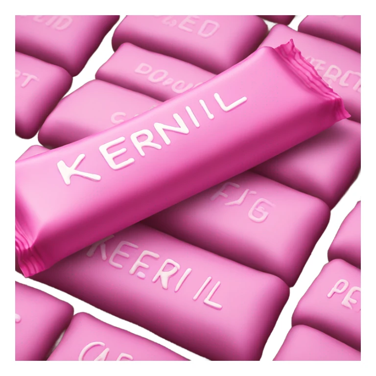 pink candy bar with the inscription “kerlli” sticker