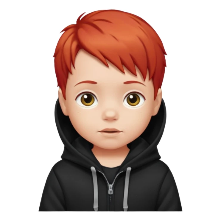 baby with red hair and black hoodie sticker