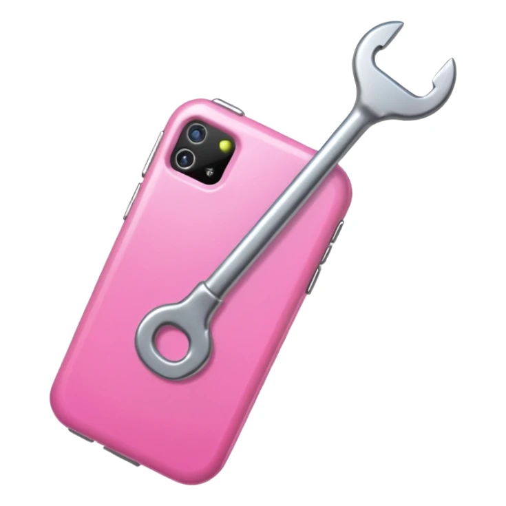 pink cellphone with a wrench sticker