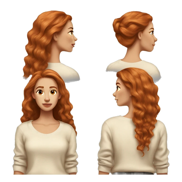 Ginger balayage long hair women beige sweater sticker
