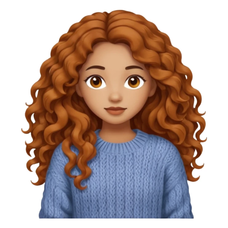 Cozy mixed girl with long wavy hair dressed for fall sticker